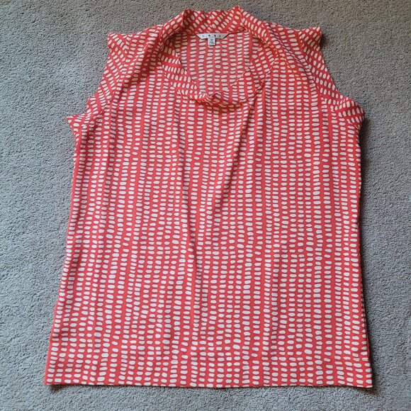 CAbi Madeline Orange Cream Dot Sleeveless Blouse Style #294 - sz Med - Picture 2 of 5